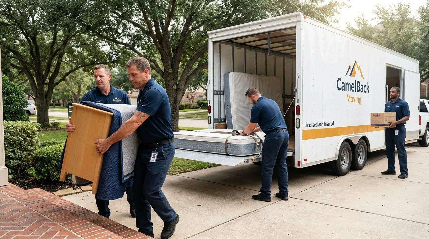 Crew loading residential truck for cross-state move from Penn Valley, CA