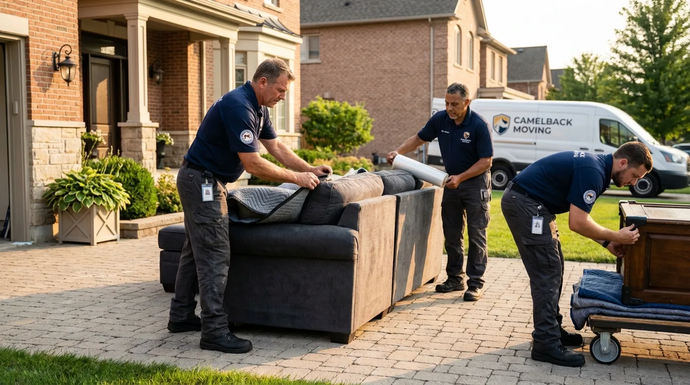 Large estate moving crew wrapping furniture in Penn Valley, CA