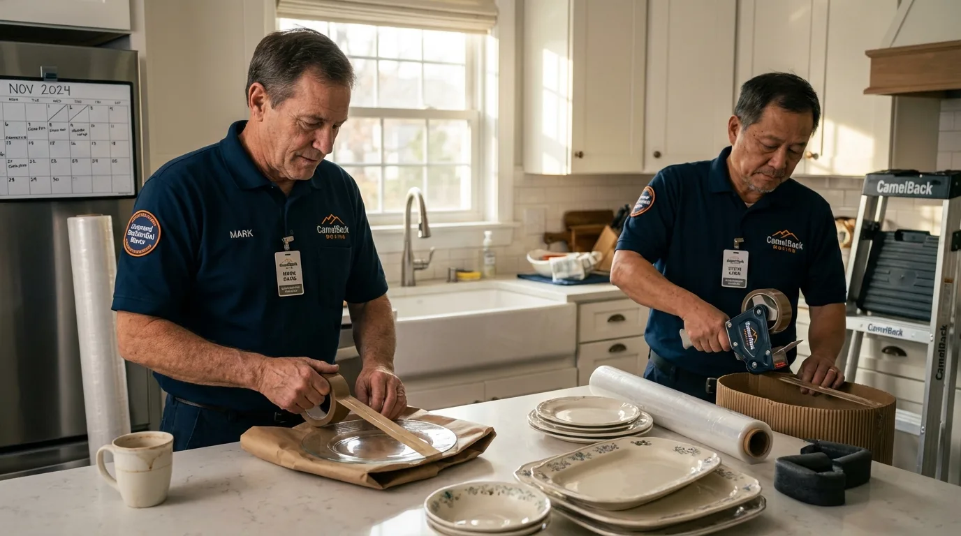 Professional crew packing kitchen dishware in Penn Valley, CA