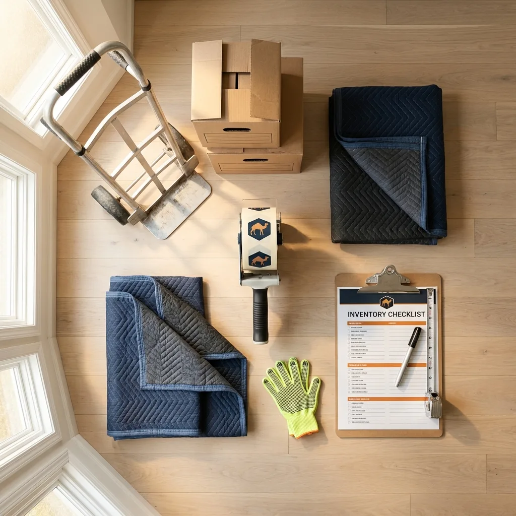 Professional moving supplies and packing materials layout for Penn Valley residential relocations